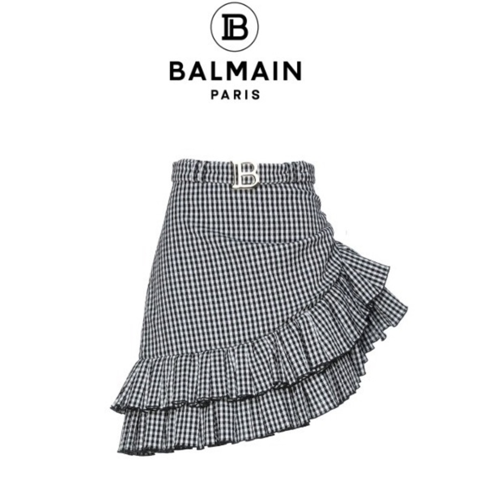 Balmain Asymmetrical Black and White Skirt